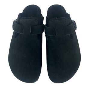 Birkenstock Boston Black Shearling lined clogs women's size 38 US 7